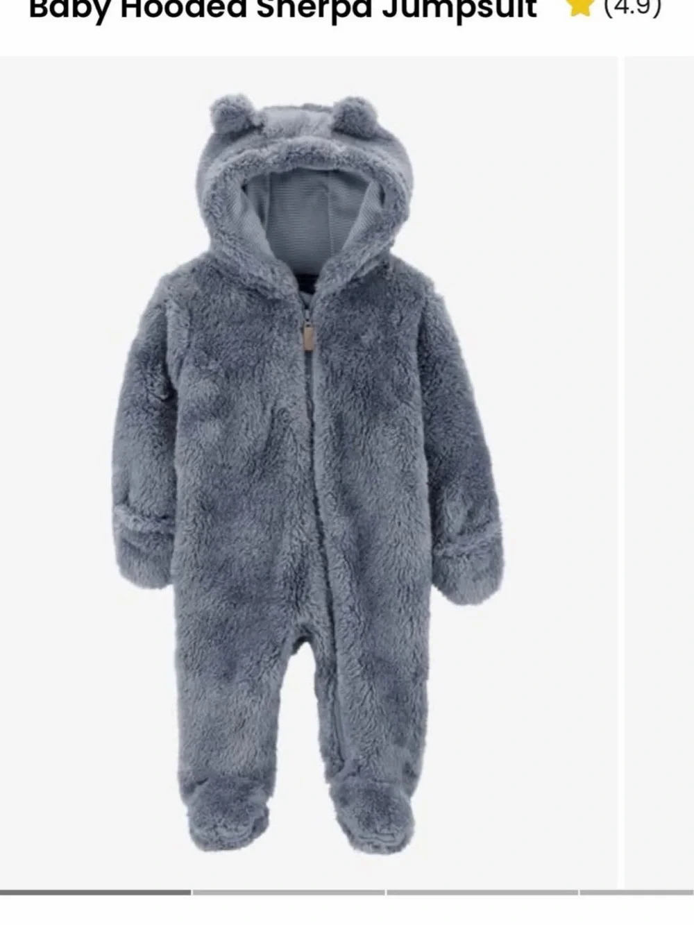 NWT Carter’s Baby Hooded Sherpa Jumpsuit in Blue